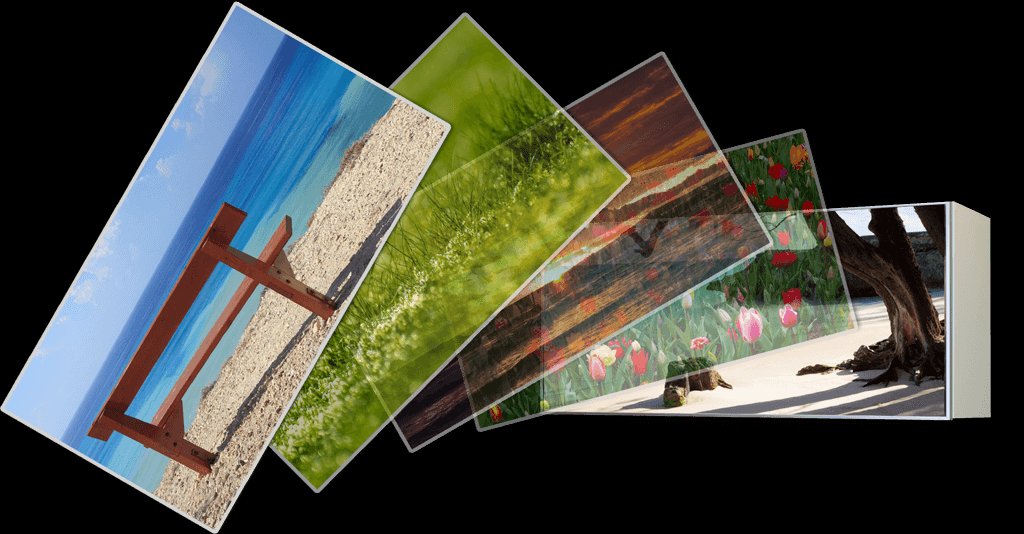 Hygieneschränke mit bedruckten Glas-Fotofronten vor schwarzem Hintergrund